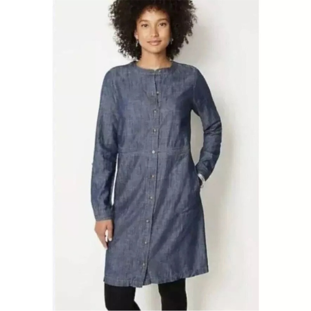 J. Jill Denim Glendale Button Front Shirtdress Shift Tencel/Cotton Blend Shacket